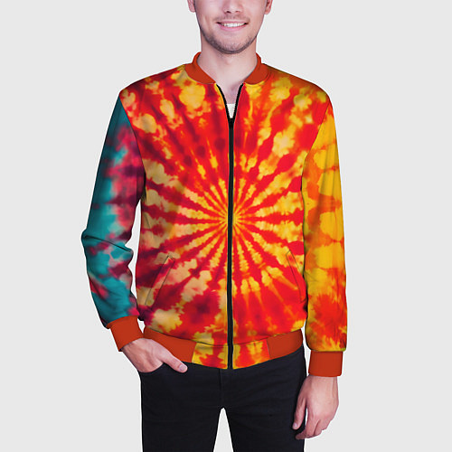 Мужской бомбер Тай дай солнце / 3D-Красный – фото 3