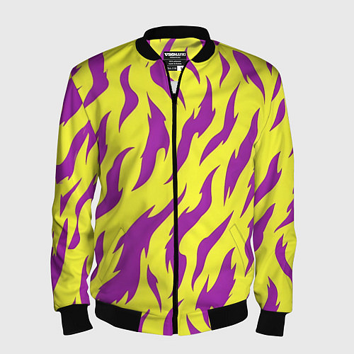 Мужской бомбер Кислотный тигр паттерн / 3D-Черный – фото 1