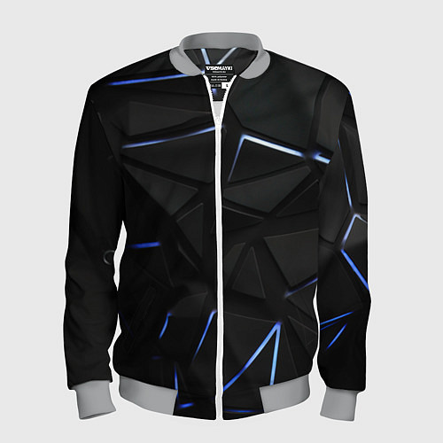 Мужской бомбер Black texture neon line / 3D-Меланж – фото 1