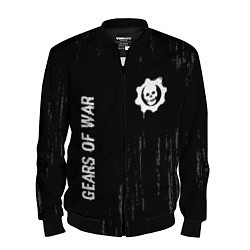 Бомбер мужской Gears of War glitch на темном фоне: надпись, симво, цвет: 3D-черный