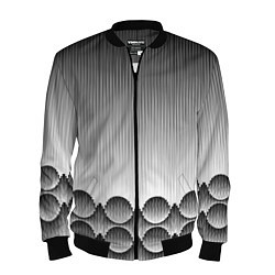 Бомбер мужской Круглая полосатая геометрия, цвет: 3D-черный