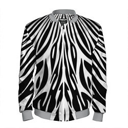 Бомбер мужской Черная абстракция зебра, цвет: 3D-меланж