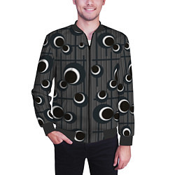 Бомбер мужской Черные и белые круги на сером, цвет: 3D-черный — фото 2