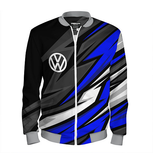 Мужской бомбер Volkswagen - Синяя абстракция / 3D-Меланж – фото 1