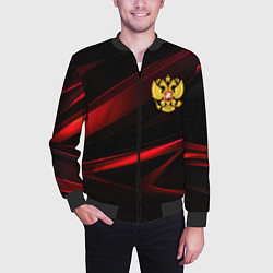 Бомбер мужской Золотистый герб России, цвет: 3D-черный — фото 2