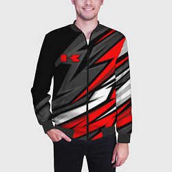 Бомбер мужской Kawasaki - red uniform, цвет: 3D-черный — фото 2