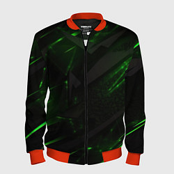 Бомбер мужской Dark black green abstract, цвет: 3D-красный