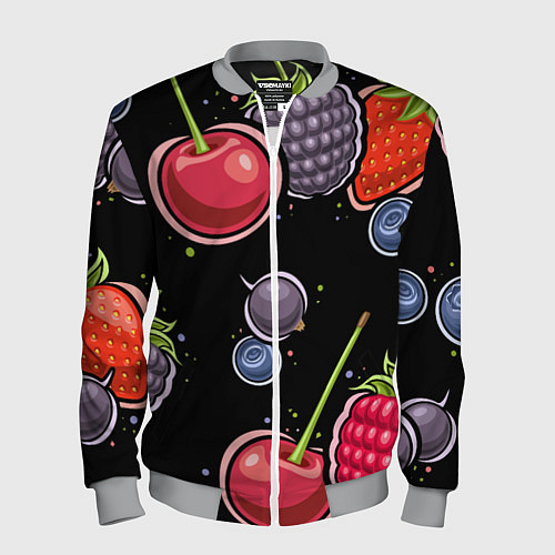 Мужской бомбер Плоды и ягоды / 3D-Меланж – фото 1