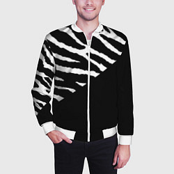 Бомбер мужской Полосы зебры с черным, цвет: 3D-белый — фото 2