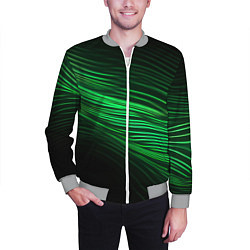 Бомбер мужской Green neon lines, цвет: 3D-меланж — фото 2