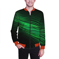 Бомбер мужской Green neon lines, цвет: 3D-красный — фото 2