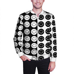 Бомбер мужской Smiley black and white, цвет: 3D-белый — фото 2