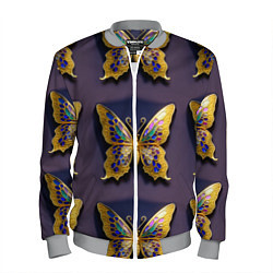 Бомбер мужской Золотая бабочка паттерн, цвет: 3D-меланж