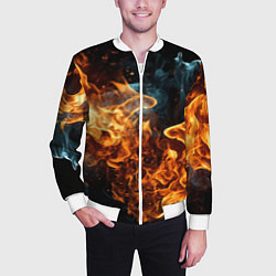 Бомбер мужской Пламя огня фон, цвет: 3D-белый — фото 2