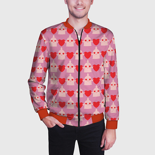 Мужской бомбер Безопасный секс / 3D-Красный – фото 3