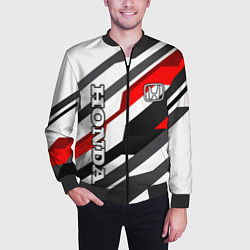 Бомбер мужской Honda - red and white, цвет: 3D-черный — фото 2