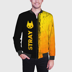 Бомбер мужской Stray - gold gradient: по-вертикали, цвет: 3D-черный — фото 2