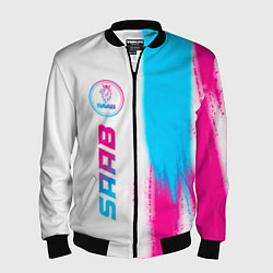 Бомбер мужской Saab neon gradient style: по-вертикали, цвет: 3D-черный