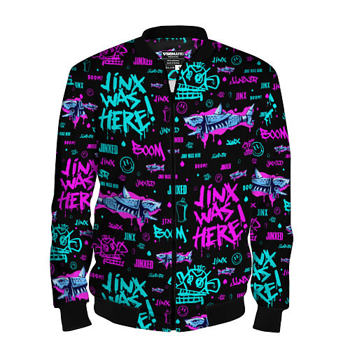 Мужской бомбер Jinx Arcane pattern neon / 3D-Черный – фото 1