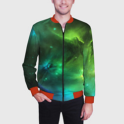 Бомбер мужской Бескрайний космос зелёный, цвет: 3D-красный — фото 2