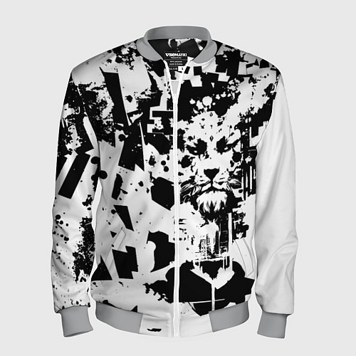 Мужской бомбер Морда льва - абстракция / 3D-Меланж – фото 1