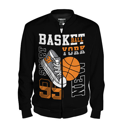 Мужской бомбер Basketball New York / 3D-Черный – фото 1