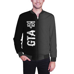 Бомбер мужской GTA glitch на темном фоне по-вертикали, цвет: 3D-черный — фото 2