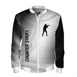 Бомбер мужской Counter Strike glitch на светлом фоне вертикально, цвет: 3D-белый