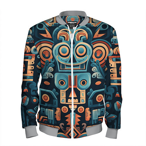 Мужской бомбер Симметричный абстрактный паттерн в ацтекском стиле / 3D-Меланж – фото 1