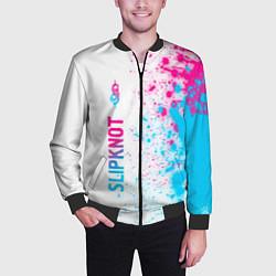 Бомбер мужской Slipknot neon gradient style по-вертикали, цвет: 3D-черный — фото 2