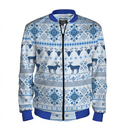 Бомбер мужской Blue sweater with reindeer, цвет: 3D-синий
