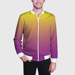 Бомбер мужской Желто-фиолетовый градиент, цвет: 3D-белый — фото 2