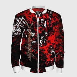 Бомбер мужской Красная иллюстрация киберпанк, цвет: 3D-белый