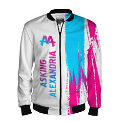 Бомбер мужской Asking Alexandria neon gradient style по-вертикали, цвет: 3D-черный