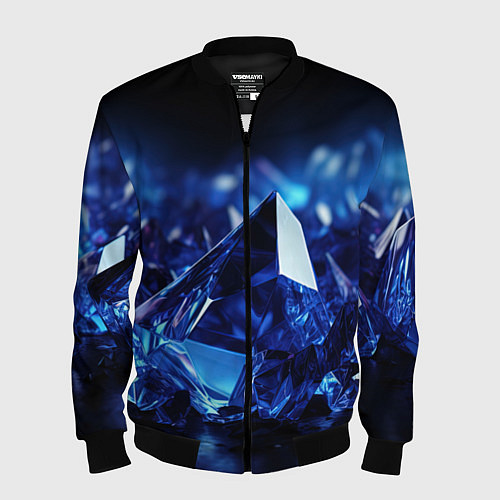 Мужской бомбер Синие прозрачные алмазы / 3D-Черный – фото 1