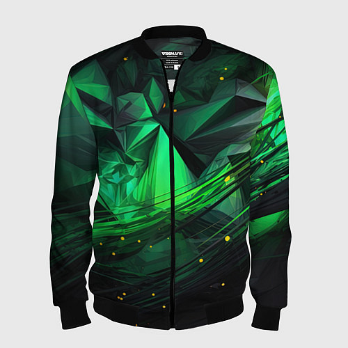 Мужской бомбер Абстрактный лабиринт зелени / 3D-Черный – фото 1