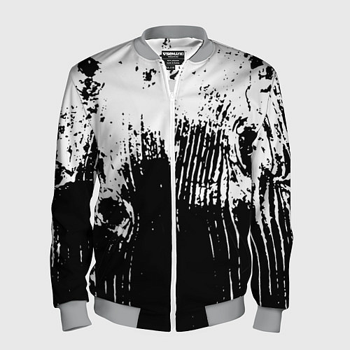 Мужской бомбер Черно-белая абстракция гранж / 3D-Меланж – фото 1