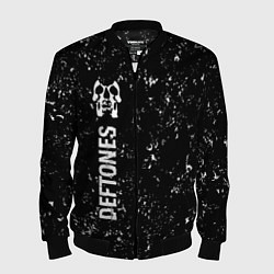 Бомбер мужской Deftones glitch на темном фоне по-вертикали, цвет: 3D-черный