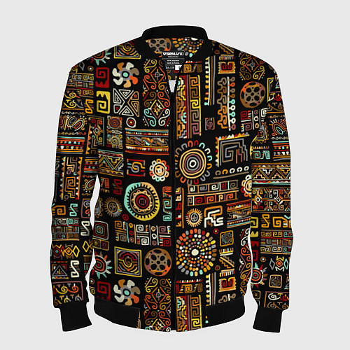 Мужской бомбер Африканский этнический орнамент / 3D-Черный – фото 1