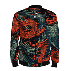 Бомбер мужской Красный и серый дракон, цвет: 3D-черный