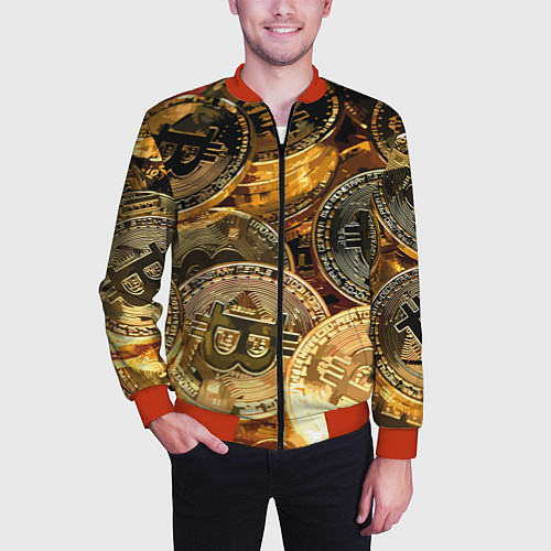 Мужской бомбер Золото цифровой эры / 3D-Красный – фото 3