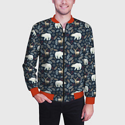 Бомбер мужской Акварельные медведи и олени, цвет: 3D-красный — фото 2