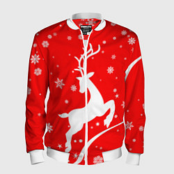 Бомбер мужской Christmas deer, цвет: 3D-белый