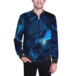 Бомбер мужской Синяя геометрическая абстракция, цвет: 3D-черный — фото 2
