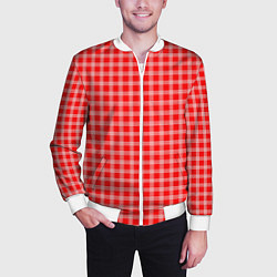 Бомбер мужской Красно-белый клетчатый, цвет: 3D-белый — фото 2