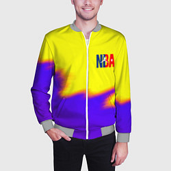 Бомбер мужской НБА баскетбол краски неоновые желтые, цвет: 3D-меланж — фото 2