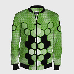 Мужской бомбер Зелёная кибер броня hexagons