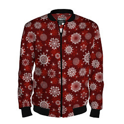 Бомбер мужской Snowflakes on a red background, цвет: 3D-черный