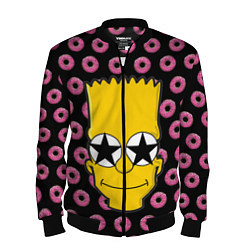 Бомбер мужской Барт Симпсон на фоне пончиков, цвет: 3D-черный