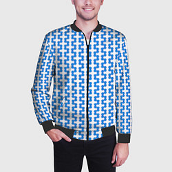 Бомбер мужской Синие кружки патерн, цвет: 3D-черный — фото 2